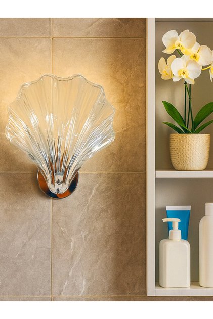 Shell İstiridye Şeffaf Cam Aplik Banyo Salon Antre Oturma odası Yatak odası ve Başları