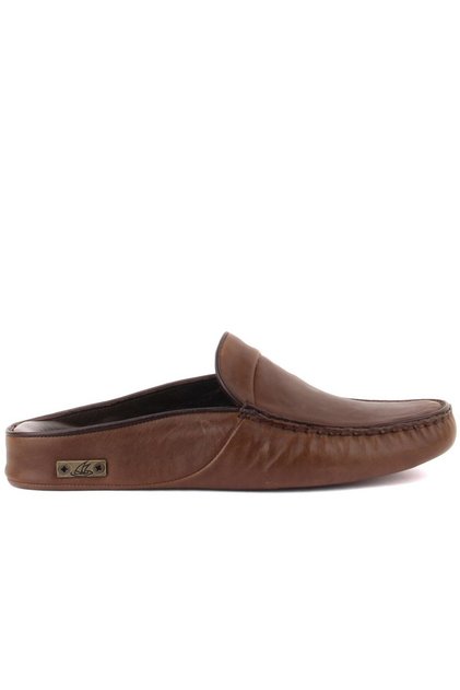 - Brown Leather Men's House Slippers 110-558-E