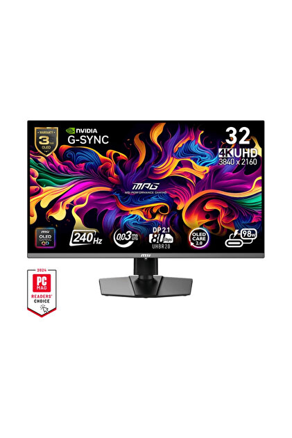 MSI MPG 321URX QD-OLED 32インチ MSI MPG 321URX QD-OLED 31.5 inç 240Hz 0.03Ms 4K UHD G-Sync Pivot