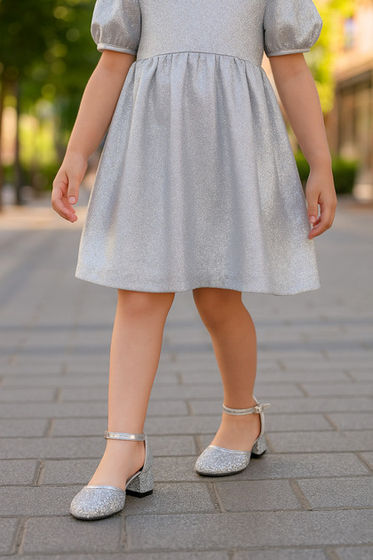 Silver Children's Heeled Shoes