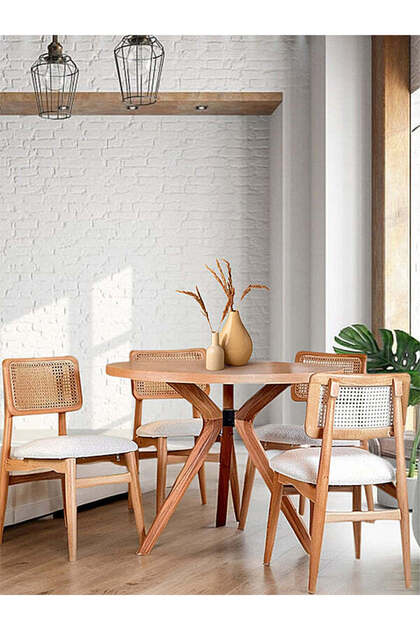 Haven Pergel Natural Ahşap Yemek Masası 90x90