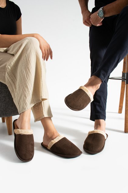 Women's Men's House Slippers Fur Inside Dowry Slippers Winter Slippers Do Not Make Sound Light Sole (Slim Fit)