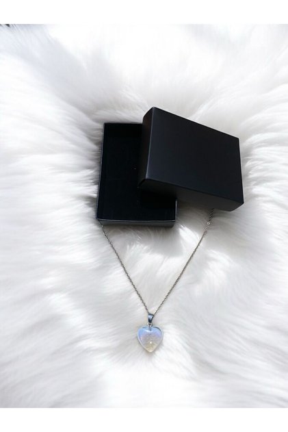 Heart Cut Moonstone Necklace, Natural Stone, Non-Tarnish Steel, Gift for Lover, Elegant Stylish Design