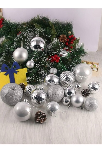 6Pcs 5cm Silver Color Christmas Ball Ornament Tree Ornament Party Decoration