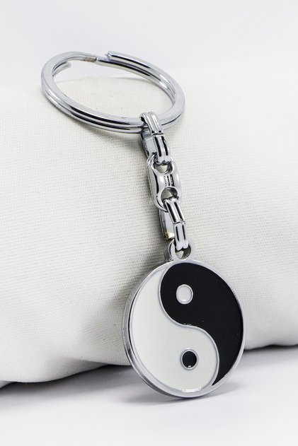 Yang Figured Keychain with Black and White Color Yin, Gift Keychain