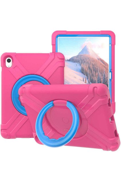 Husa robusta cu stand pentru Apple iPad Air 11"/10.9 Air 5/4, antishoc, roz rosu + albastru