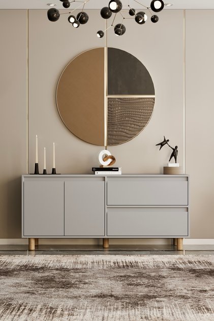 Mila sis gri mdf 160 cm raflı konsol