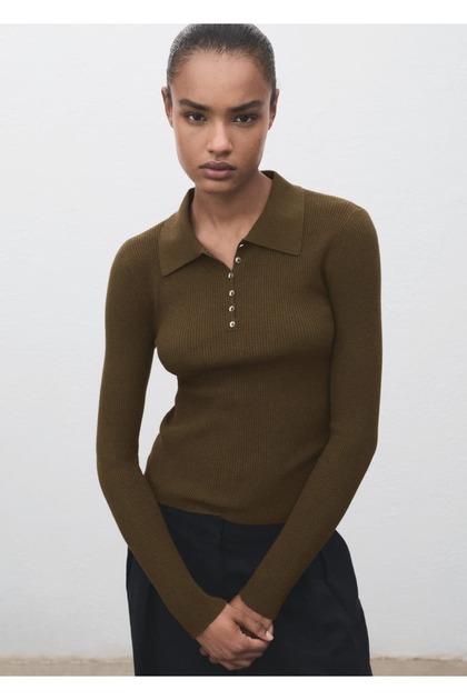 Polo Neck Rib Sweater