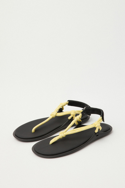 Sandals 2502 - Knotted Flip Flop Rope Yellow Women's Sandals