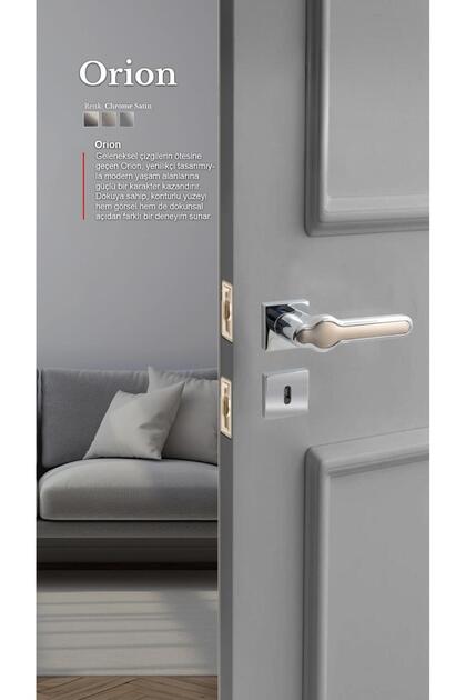 Orion (with Wc Latch) - Room Door Handle Square Rosette Right Left Suitable Interior Home Door Handle Handles-Z103Satin