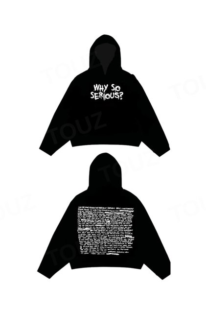Streetwear Design Back Printed Oversize Unisex Black Hooded Hoodie Sweatshirt
