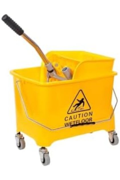 Floor Cleaning Mop Bucket with Wringer 4 Wheels Ergonomic Handle Trolley, Random Color 20L