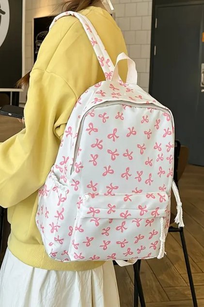 Korean Style Ribbon Pattern Backpack Sports Bag School Bag Daily Use Bag