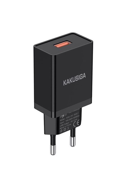 Adaptor KSC-757, port USB, încărcare rapidă 2.4A, rețea UE, negru