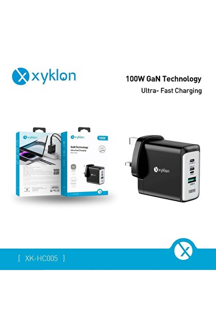 GaN Fast Wall Charger 100W UK - Black with New ppdation