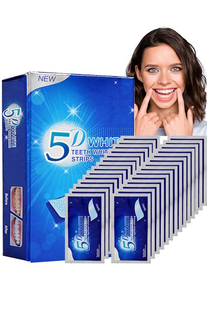 شرائط تبييض الأسنان 5D White، تبييض سريع وفعال لمدة 3 أيام، مريحة وسهلة الاستخدام - 28 زوجًا