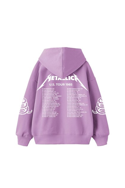 Metallica Tour 1985 Printed Oversize Unisex Purple Hoodie
