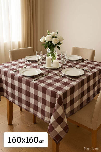 Checkered Tablecloth Tablecloth 160X160 cm Happytime