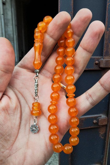 Sphere Cut Powder Amber Prayer Beads Yellow Rosary