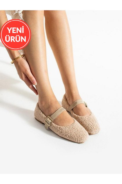 Women's Winter Belted Buckle Plush Wool Furry Dowry Bundle Fluffy Indoor Outdoor Ballet Flats Stc1148