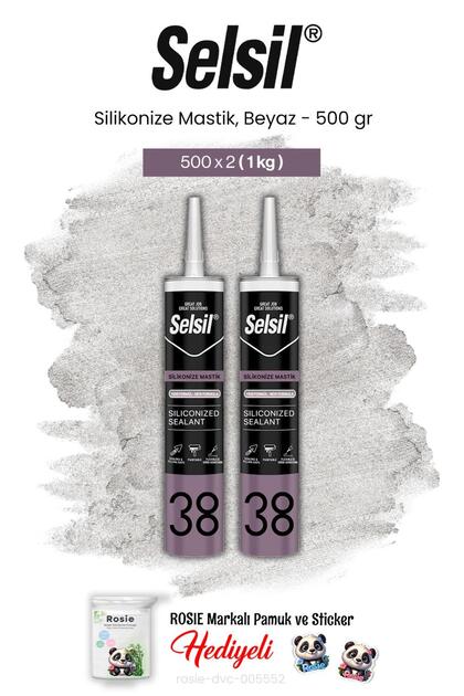 Silikonize Mastik, 500 gr, Beyaz 2 adet ve rosie pamuk