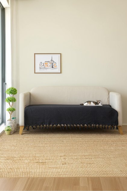 Yıldız Anthracite-Anthracite Sofa Cover, Sofa Bed, Sofa Cover/Shawl 115X200 cm
