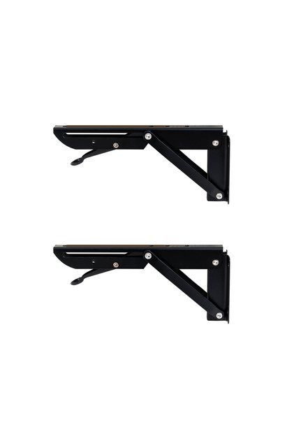 Set 2 suporturi pliabile pentru rafturi, lungime 200 mm, negru, ZTS8131B