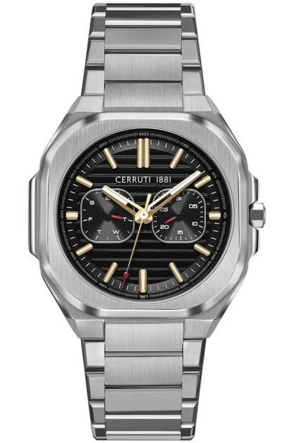 Leadri Chronograph Watch for Men - Black Dial, Stainless Steel