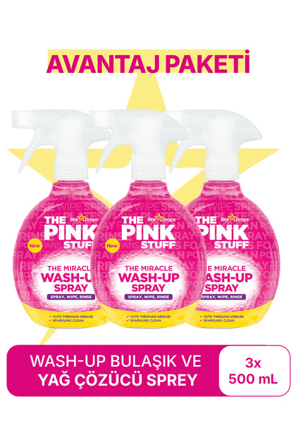 Wash-up Bulaşık Ve Yağ Çözücü Sprey Avantaj Paket 3x500 ml