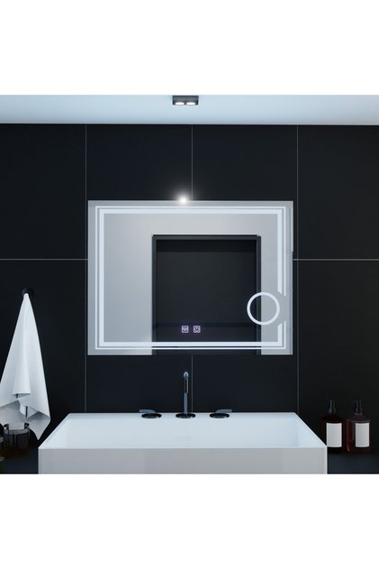 Ορθογώνιος καθρέφτης LED, 80x60cm, Magia Essenza Touch, Σύστημα αποθάμβωσης, Ρυθμιζόμενος φωτισμός