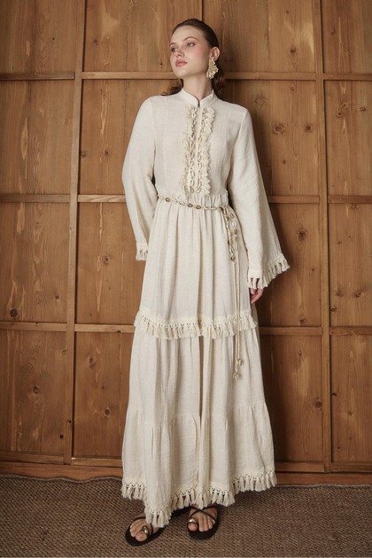 Rimel Moda Seashell Linen Dress- Trendyol Rimel Moda Seashell Linen Dress- Trendyol