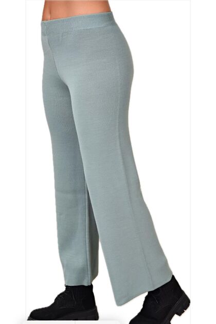 Fatella Women's Comfortable Fit Wide-Leg Knit Pants with Elastic Waistband