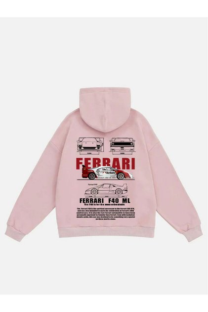 Unisex F40 ml Printed Hooded Fleece Oversized Sweatshirt