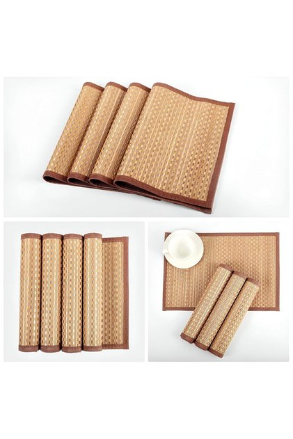 American Style Set of 4 Bamboo Wicker Table Service Dining Presentation Cover Special Handmade Natural Four-Piece Set