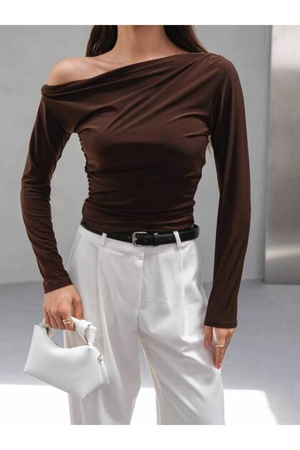 Off Shoulder Blouse Flexible Sandy Fabric