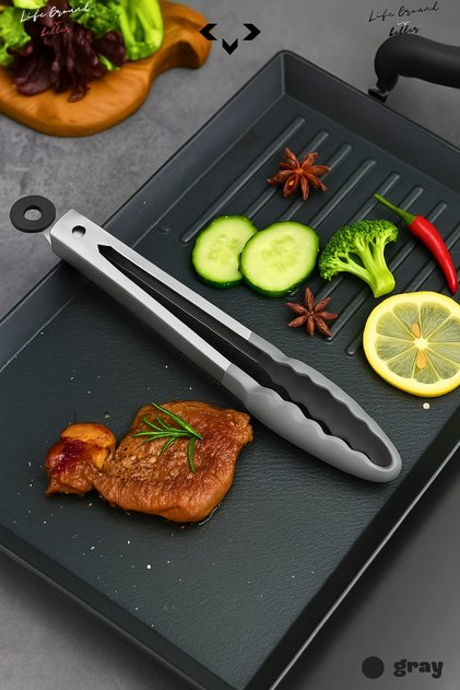 Stainless Steel Kitchen Tongs with Silicone Tips Heat Resistant Non-Slip Handle Grilling Salad Serving Tongs