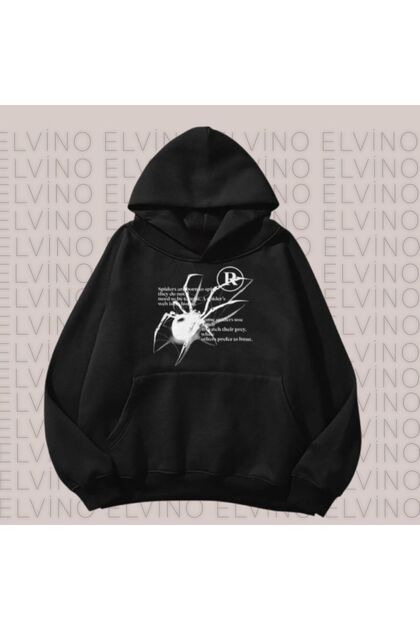 Spider R Printed Women'S/Men's Unisex Oversize Hooded 3-Thread Sweatshirt