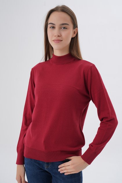 Women's 100% Organic Cotton Half Turtleneck Knitwear Sweater Knitted Blouse Trist-6104