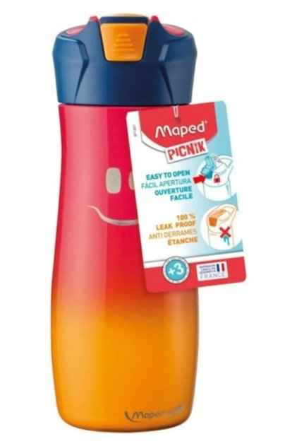 Maped Picnik 430ml Çelik Matara Gülen Yüz Figürlü Pembe