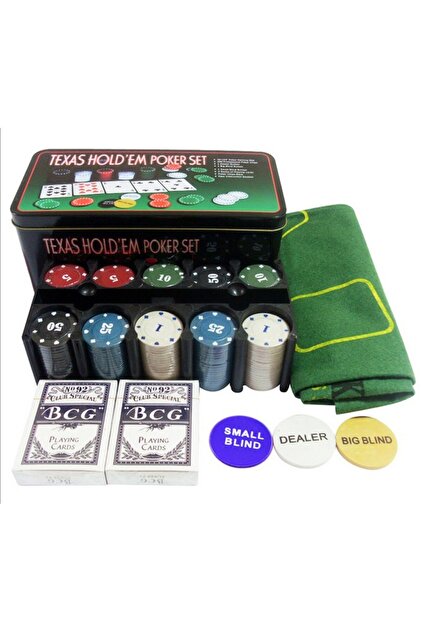 Set Poker Complex Flippy, 200 Jetoane, 2 Seturi Carti, Texas Hold'em, Portabil, Cutie Depozitare