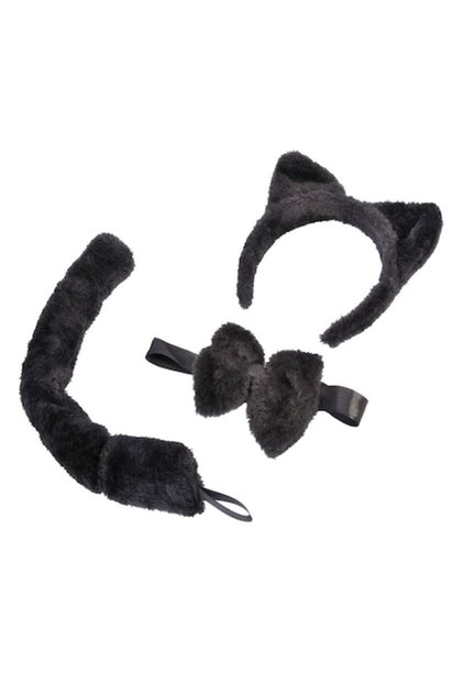 Set costum de Halloween pisică pentru adulți sau copii, ATS, negru