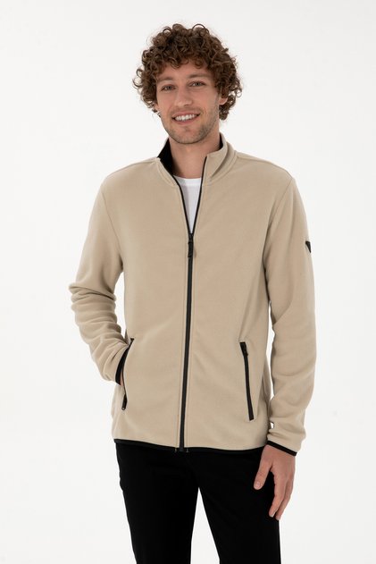 Erkek Regular Fit Koyu Bej Polar Örme Hırka 50313779-VR088
