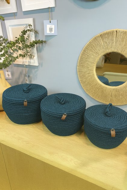 Safari 3-Piece Jute Basket with Lid and Dome Lid
