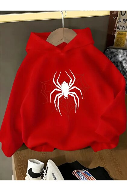 Winter Hooded Sweatshirt, Children's Spider Web Heart Printed