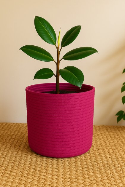 Jute Wicker Multi-Purpose Decorative Organizer Flower Pot Basket Garden Organizer Basket Width 20 Length 15 cm
