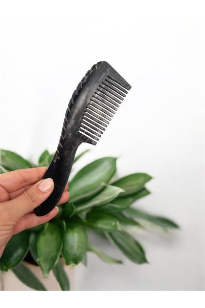 Bone Comb 100% Handmade Natural Bone Embroidered Comb Sivas Horn Comb with Handle Black Sivas Comb