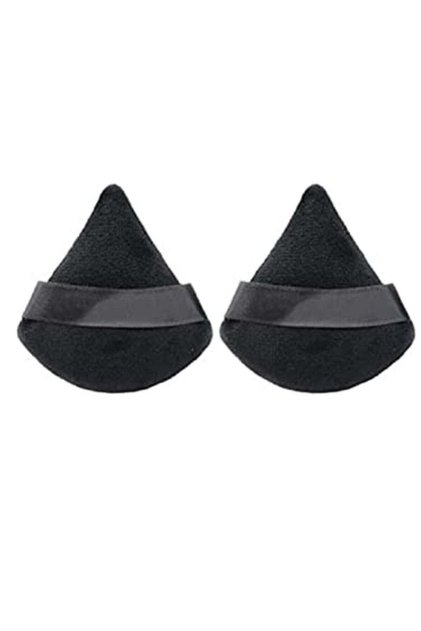 Triangle Makeup Puff Pure Cotton Powder, 2 Pieces, Black
