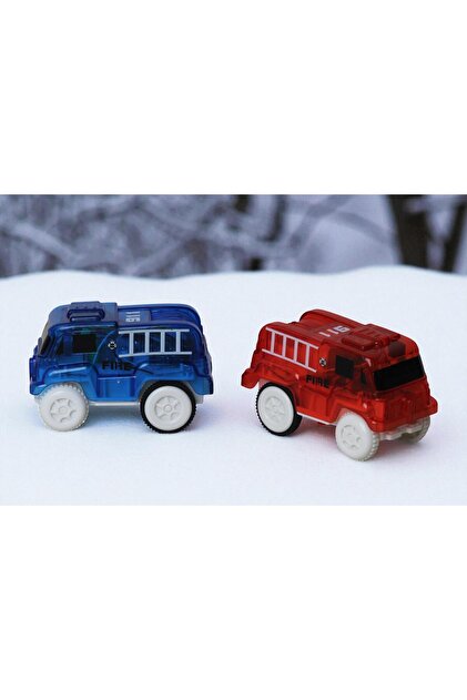 e-life shop Magic Tracks Uyumlu 2'li LED Işıklı Oyuncak İtfaiye