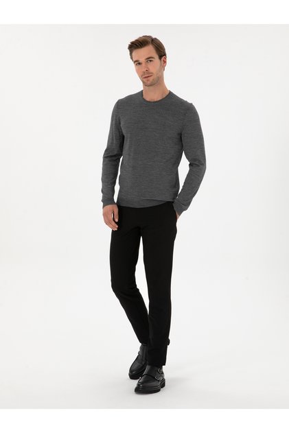 Black Slim Fit Canvas Pants 50314091-Vr046