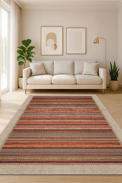 Geometrik Dijital Baskı Yıkanabilir Kaymaz Taban Salon Mutfak Koridor Balkon Banyo Halısı